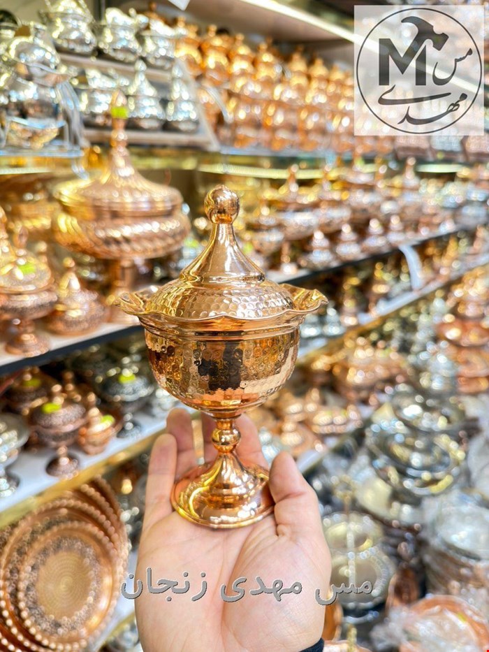 قندان مسی لاله پایه دار 