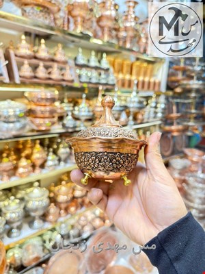 قندان مسی گلبرگی 3 پایه لاله 