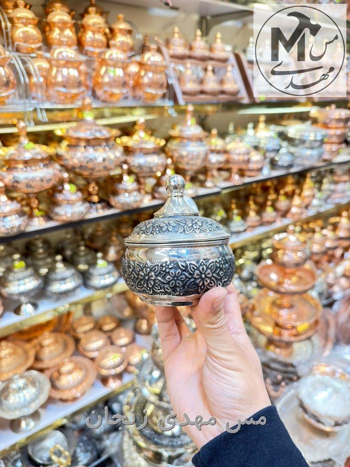 قندان مسی گلبرگی توپی کروم 