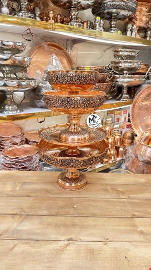ست پذیرایی 4 پارچه مسی طرح گلبرگی 