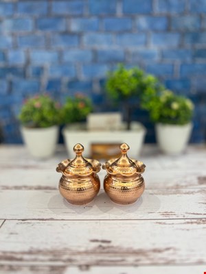 قندان مسی نقلی چکشی بسته 2عددی