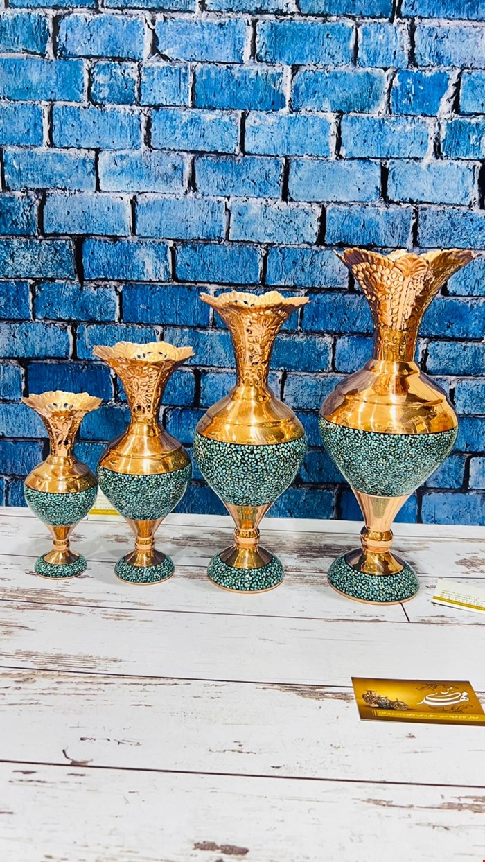 گلدان مسی فیروزه اصل 