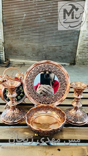 اینه و شعمدان مسی گلبرگ نانو