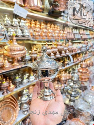 قندان مسی لاله کروم چکشی 