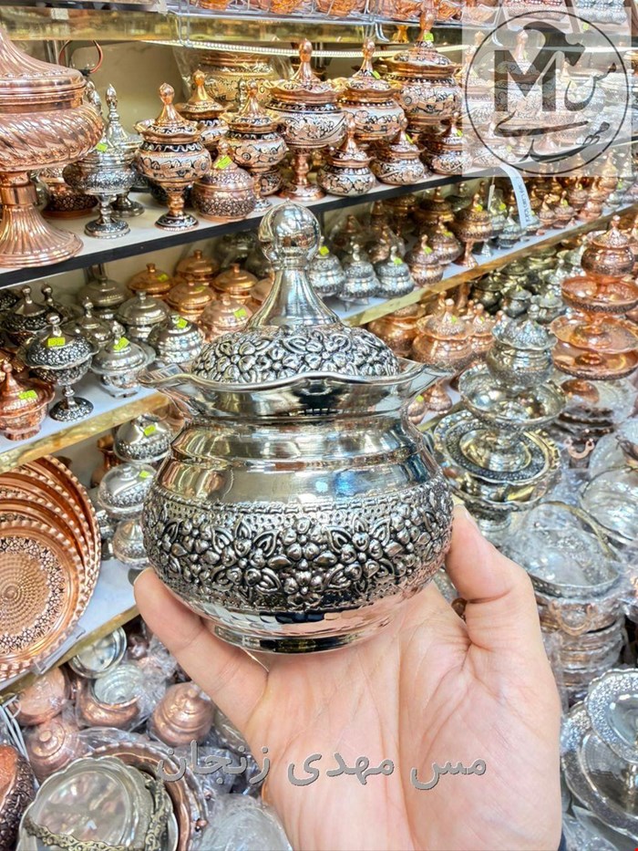 قندان مسی گلبرگی کروم 