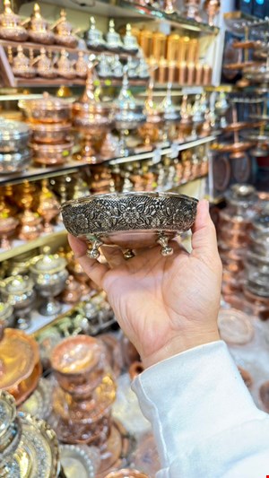 پیاله مسی گلبرگی  3 پایه کروم6عددی 